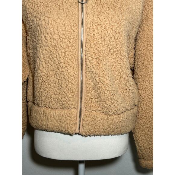 Hollister Zip Up Beige Teddy Fleece Size Small - Picture 3 of 6
